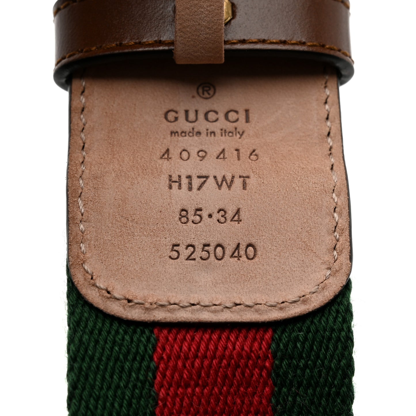 Nylon Calfskin Double G Web 40mm Belt 85 34 Green Red Cuir