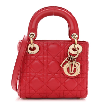 Christian Dior Lambskin Cannage Mini Lady Dior Red 1 of 10