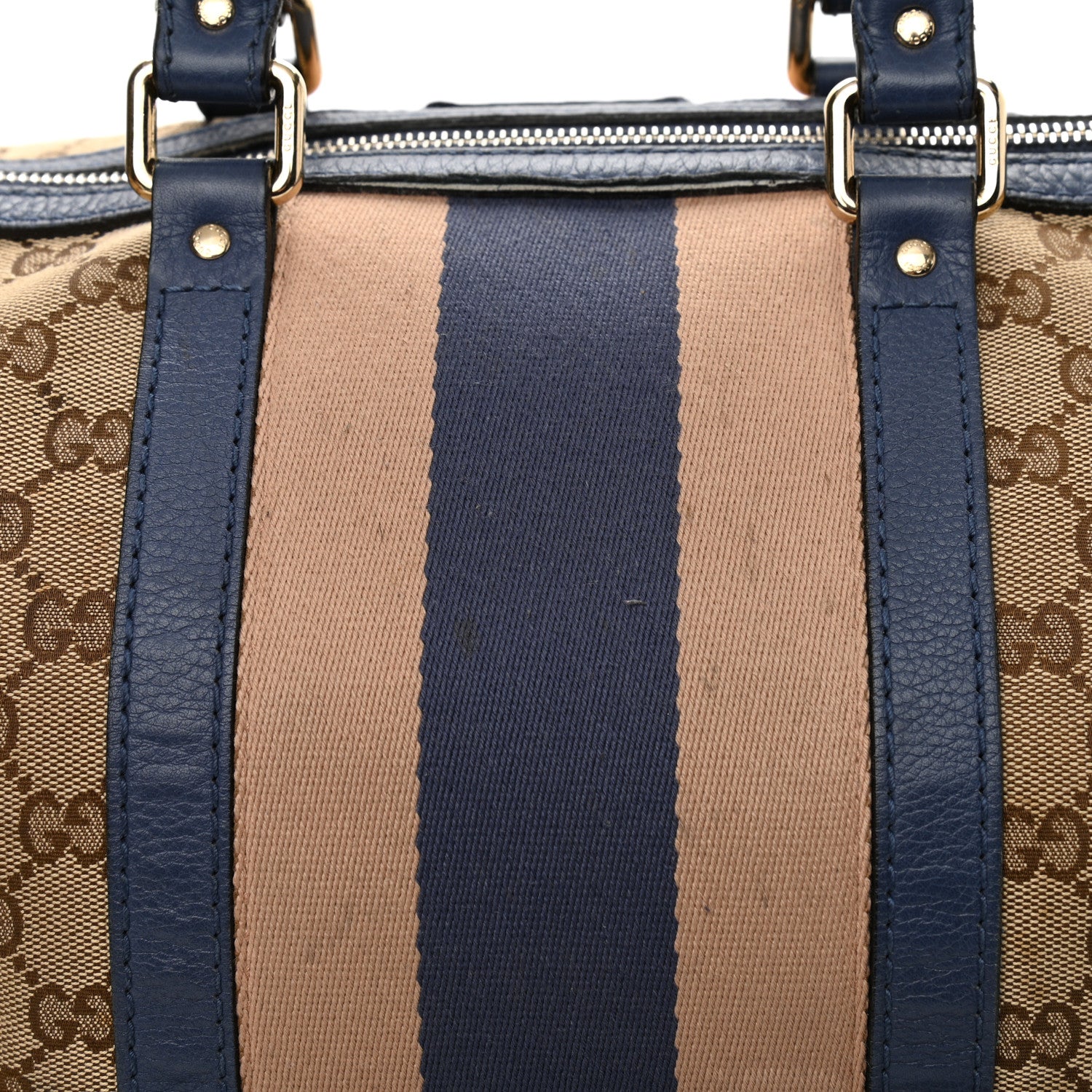 Gucci Monogram Vintage Web Medium Boston Blue 15 of 16