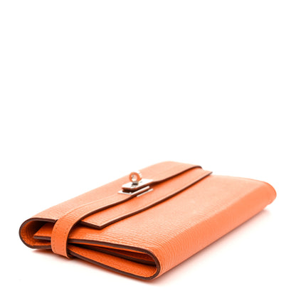 Hermes Chevre Mysore Kelly Longue Wallet Orange 4 of 10