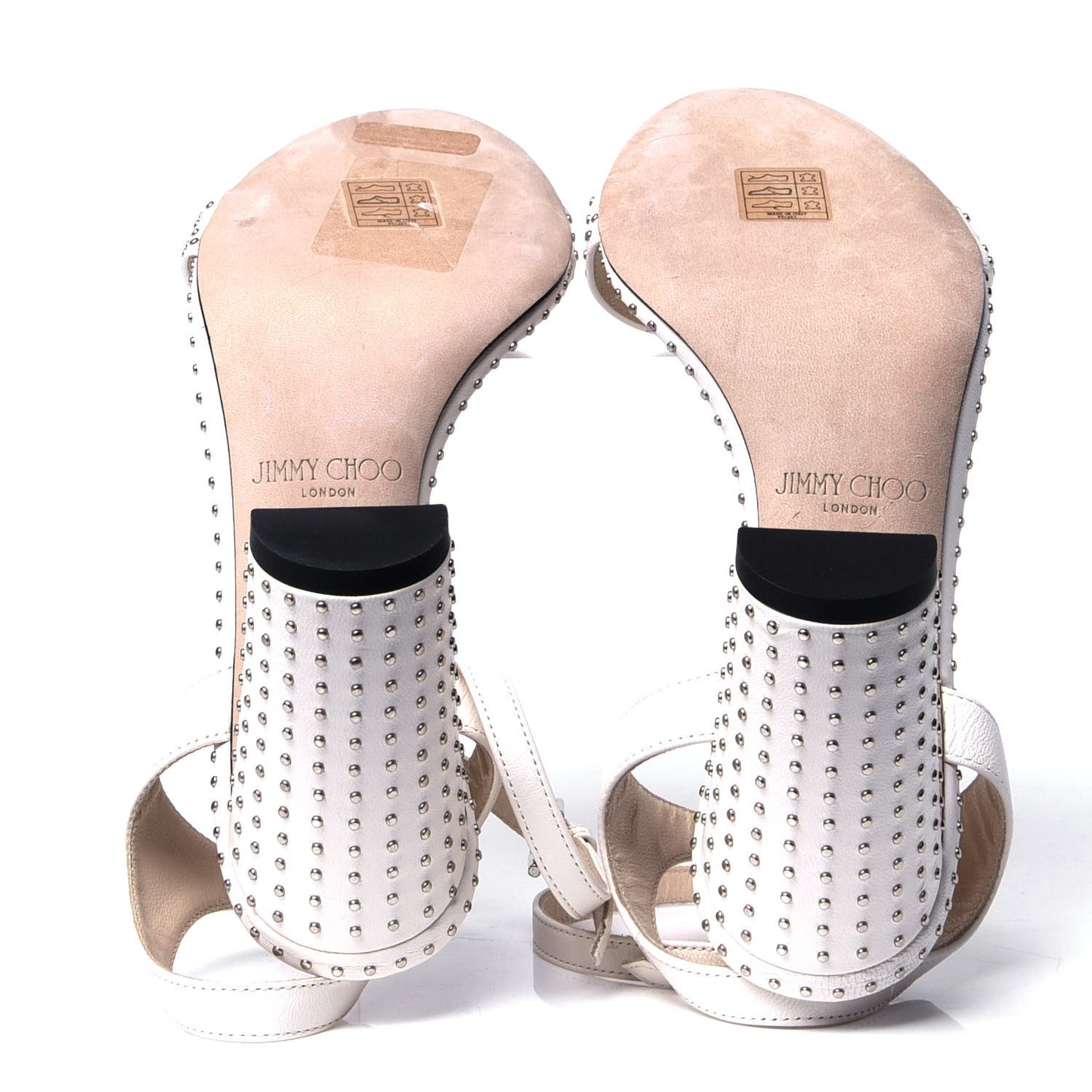 Calfskin Studded Marine 85 Sandals 37 Chalk