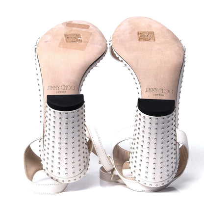 Jimmy Choo Calfskin Studded Marine 85 Sandals 37 Chalk 5 of 6