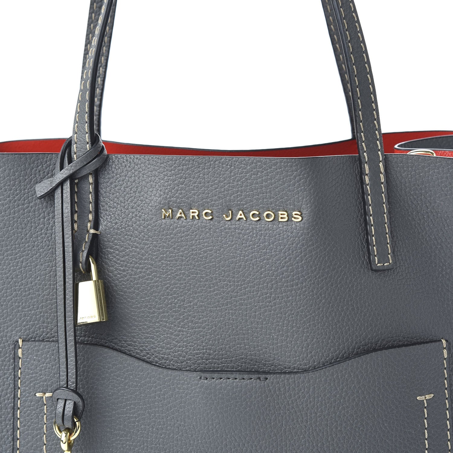 Marc Jacobs Grained Calfskin Medium Grind T Pocket Tote Grey 9 of 9