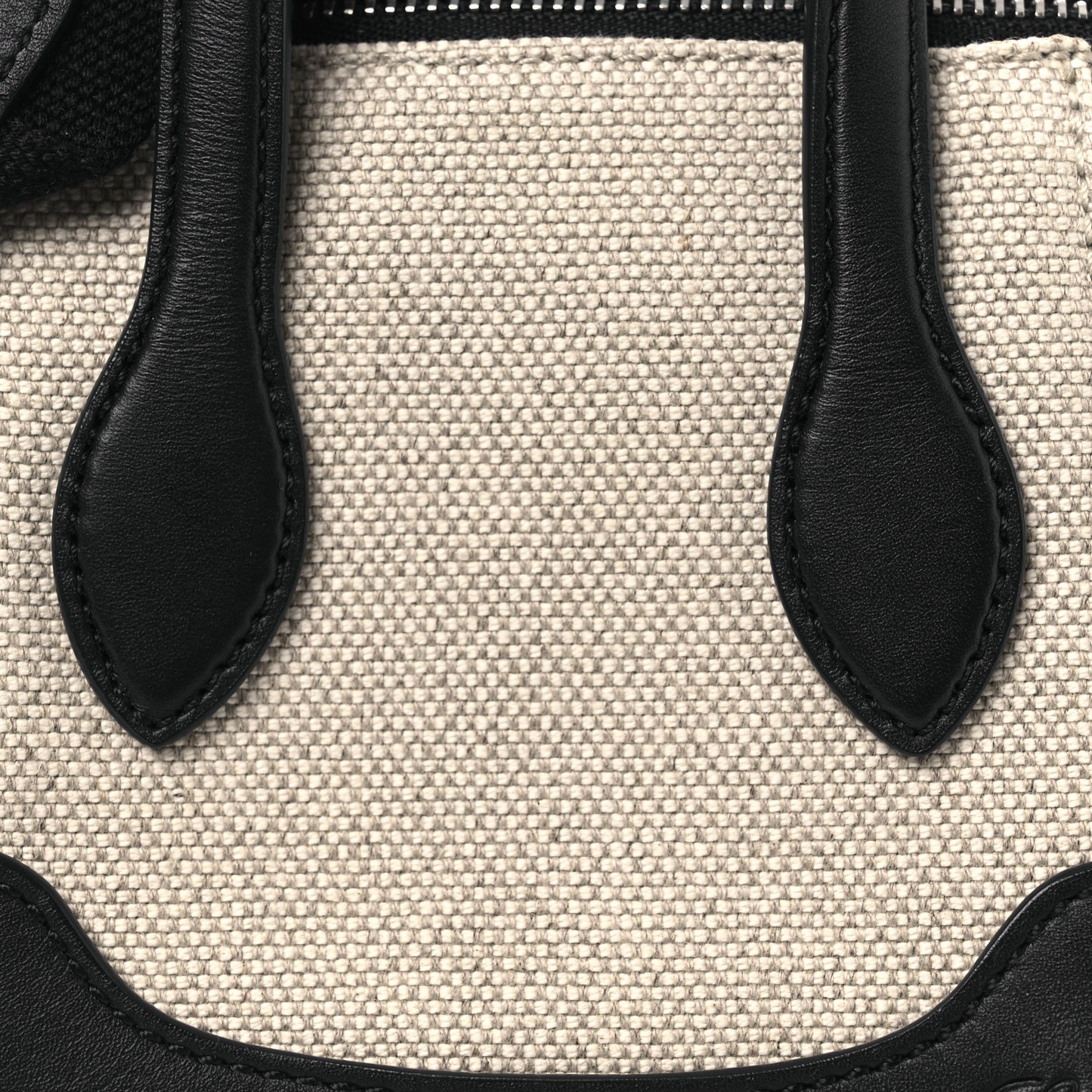 Calfskin Cotton Linen Nano Sesia Happy Day Bag Natural Black