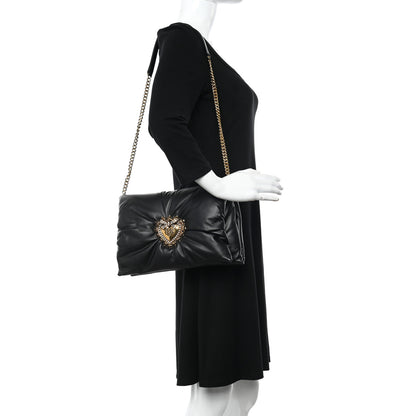 Dolce & Gabbana Calfskin Devotion Clutch With Chain Black 2 of 9
