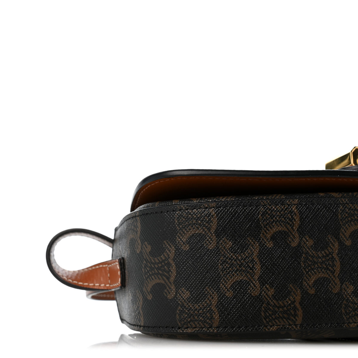 Triomphe Canvas Calfskin Tabou Clutch on Strap Tan
