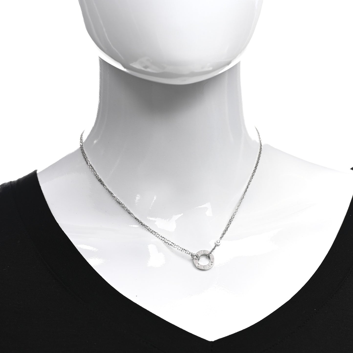 18K White Gold 2 Diamond LOVE Necklace