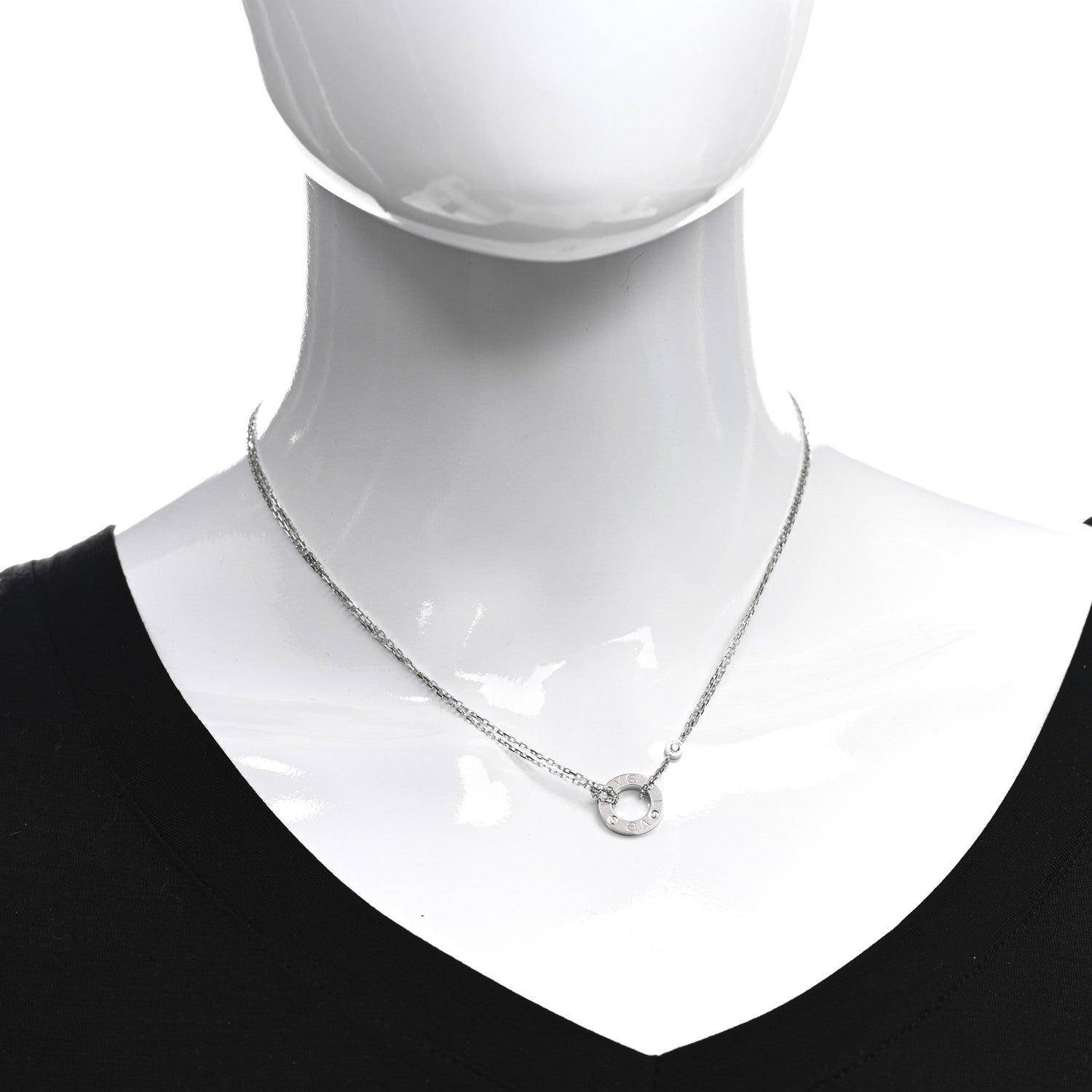 Cartier 18K White Gold 2 Diamond LOVE Necklace 2 of 5