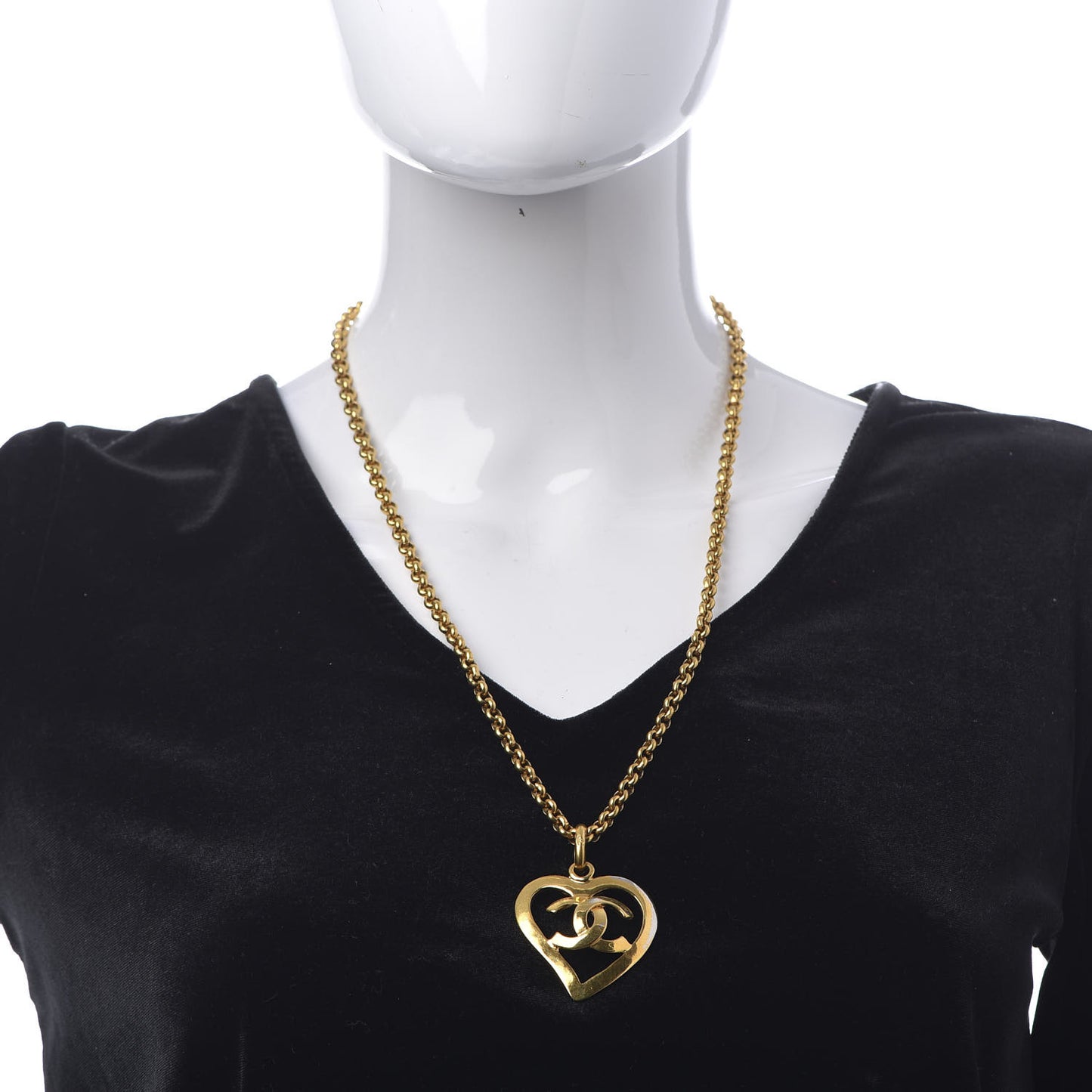 CC Heart Chain Pendant Necklace Gold