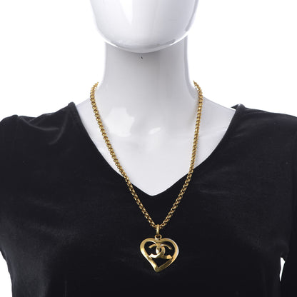 Chanel CC Heart Chain Pendant Necklace Gold 2 of 6
