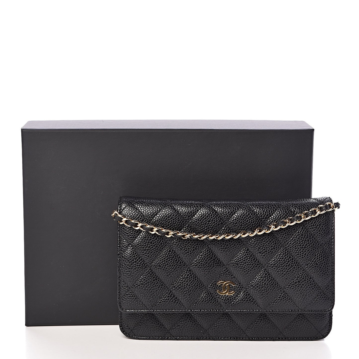 Caviar Quilted Wallet On Chain WOC Black