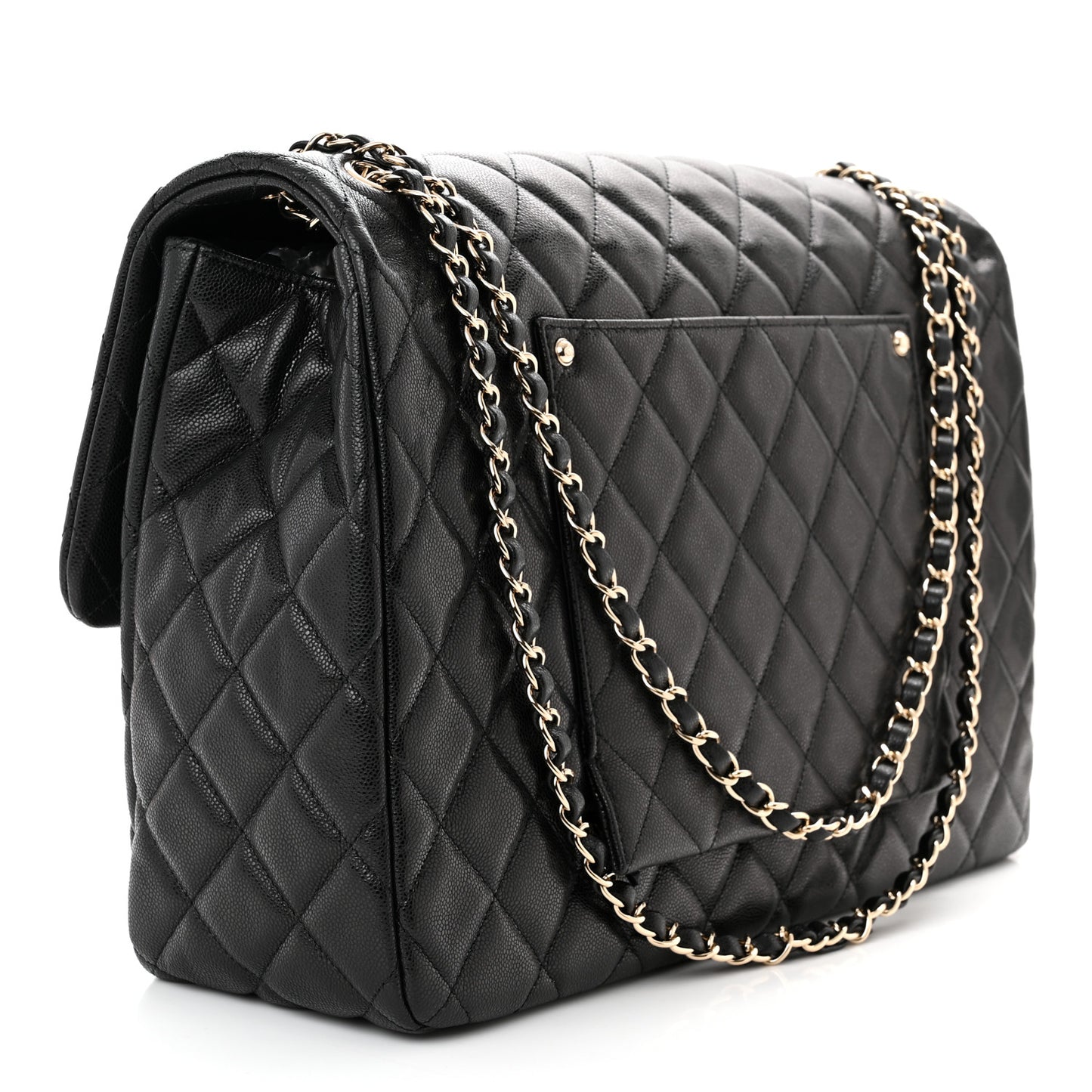 Caviar Quilted XXL Travel Flap Bag Black