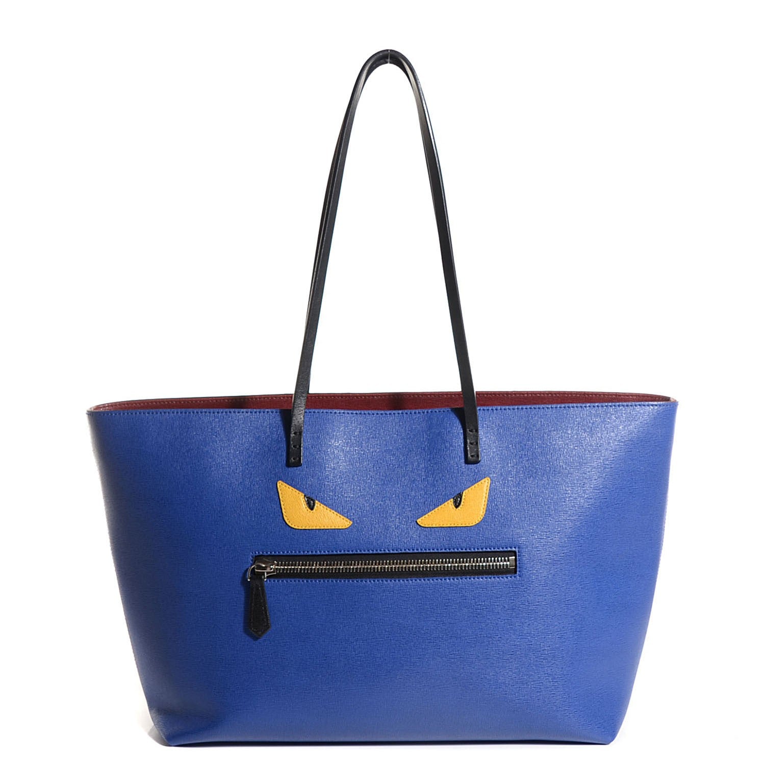Fendi Vitello Elite Cuoio Monster Buggies Medium Roll Tote Blue Neon Black Multicolor Rosso Scuro 1 of 10