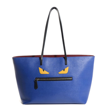 Fendi Vitello Elite Cuoio Monster Buggies Medium Roll Tote Blue Neon Black Multicolor Rosso Scuro 1 of 10