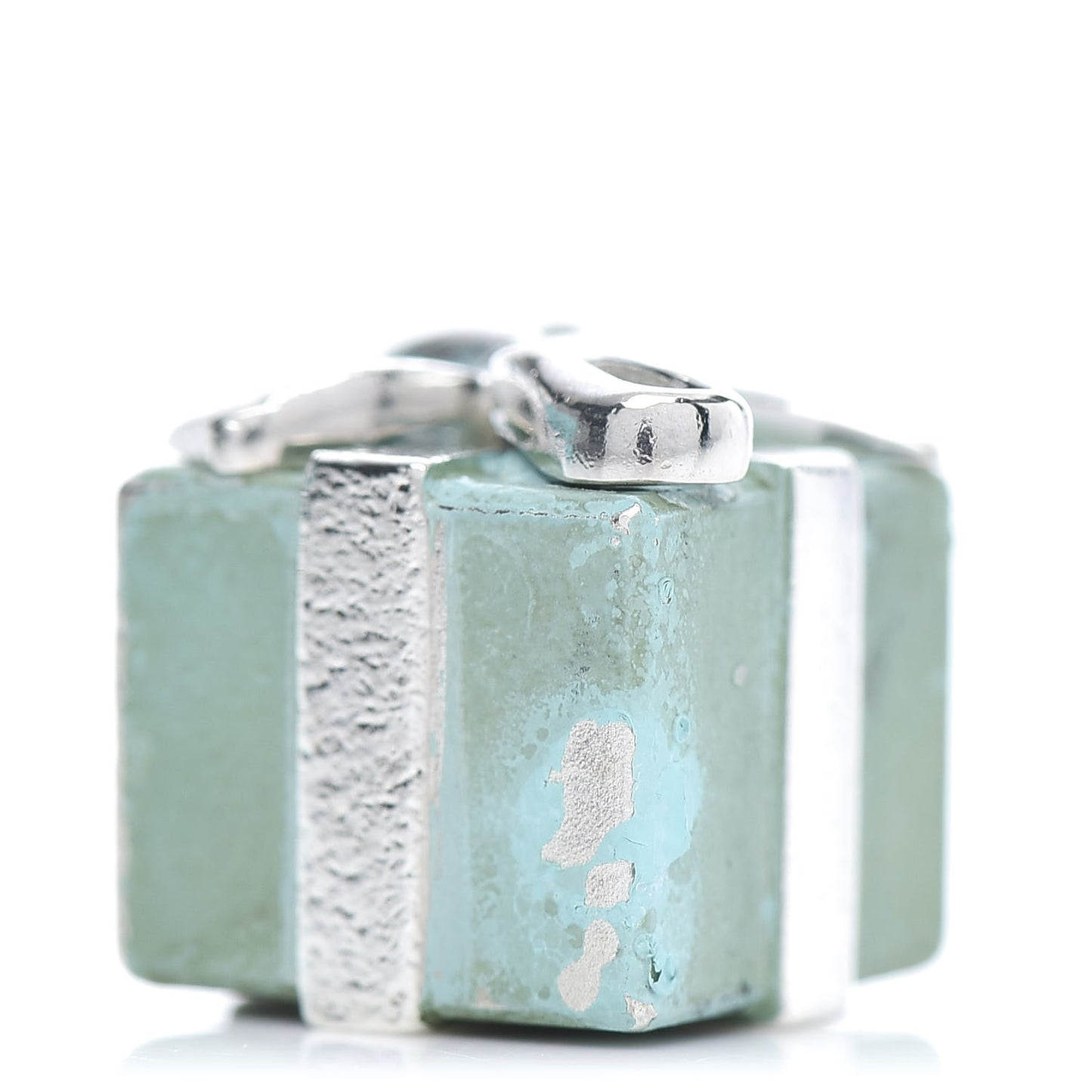 Sterling Silver Enamel Gift Box Charm Blue