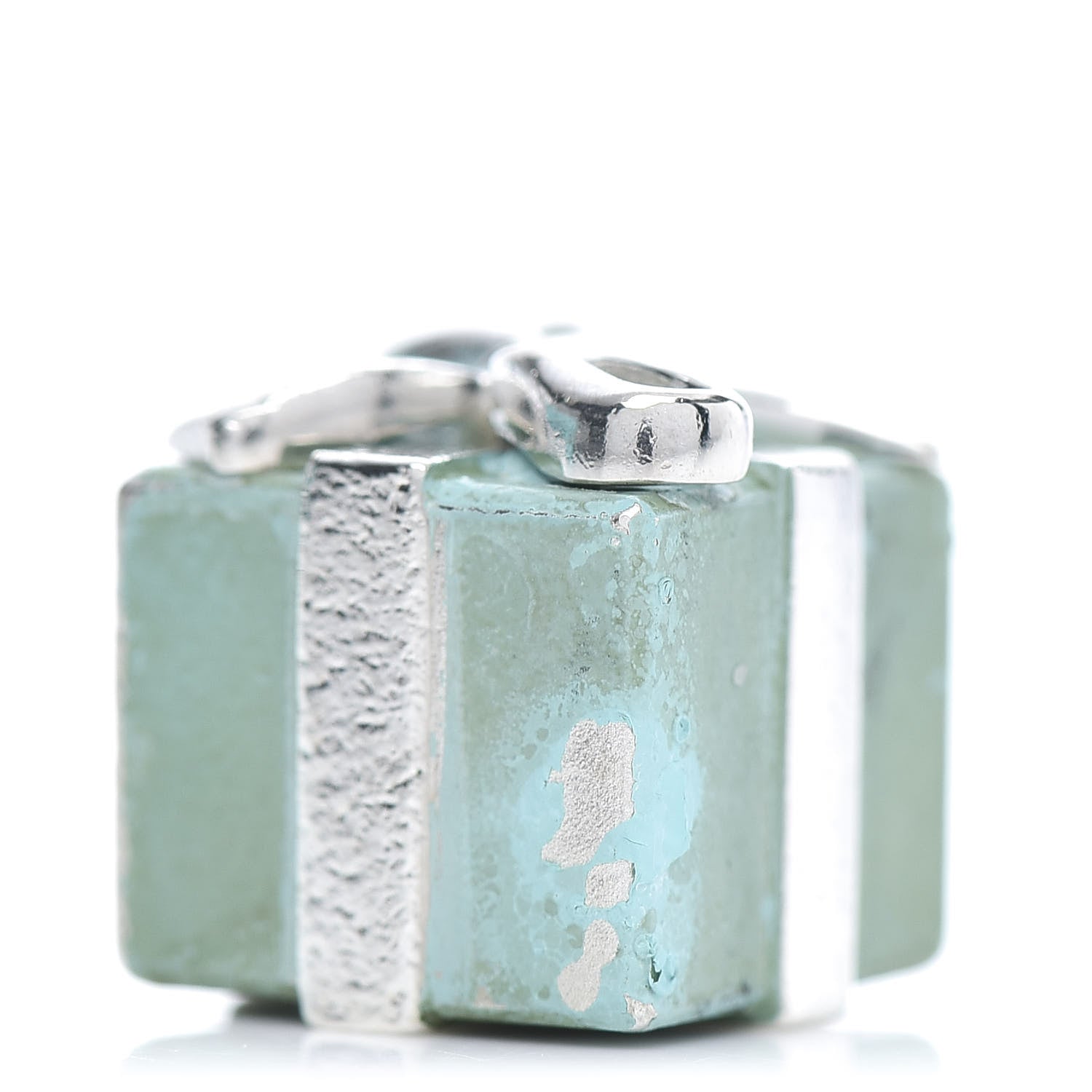 Tiffany Sterling Silver Enamel Gift Box Charm Blue 4 of 5