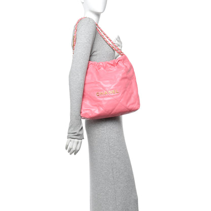 Chanel Shiny Calfskin Quilted Small Chanel 22 Coral Pink 2 of 13