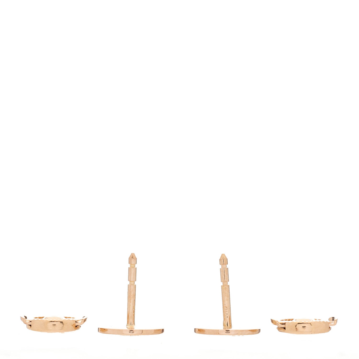 Hermes 18K Rose Gold TPM Ex-Libris Stud Earrings 3 of 4