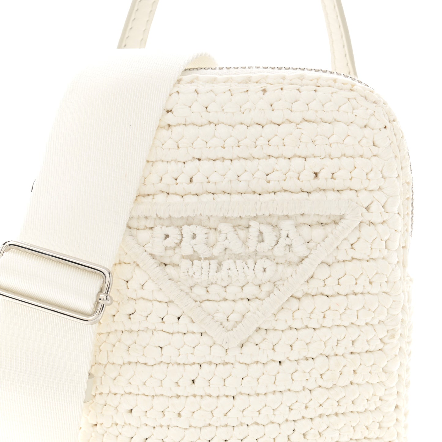 Yarn Raffia Effect Crochet Mini Crossbody Bag Bianco