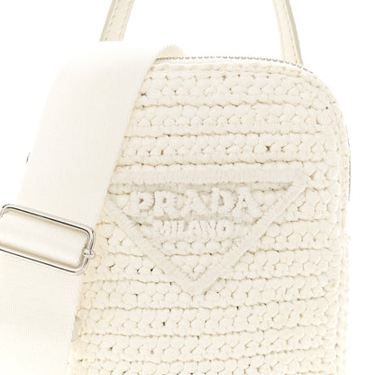 Prada Yarn Raffia Effect Crochet Mini Crossbody Bag Bianco 8 of 11