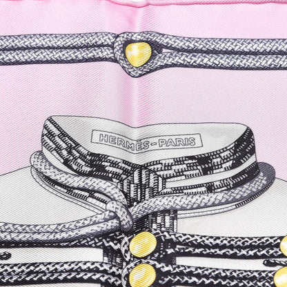 Hermes Silk Brandebourgs Pocket Square Rose Dragee Gris Anthracite 3 of 6