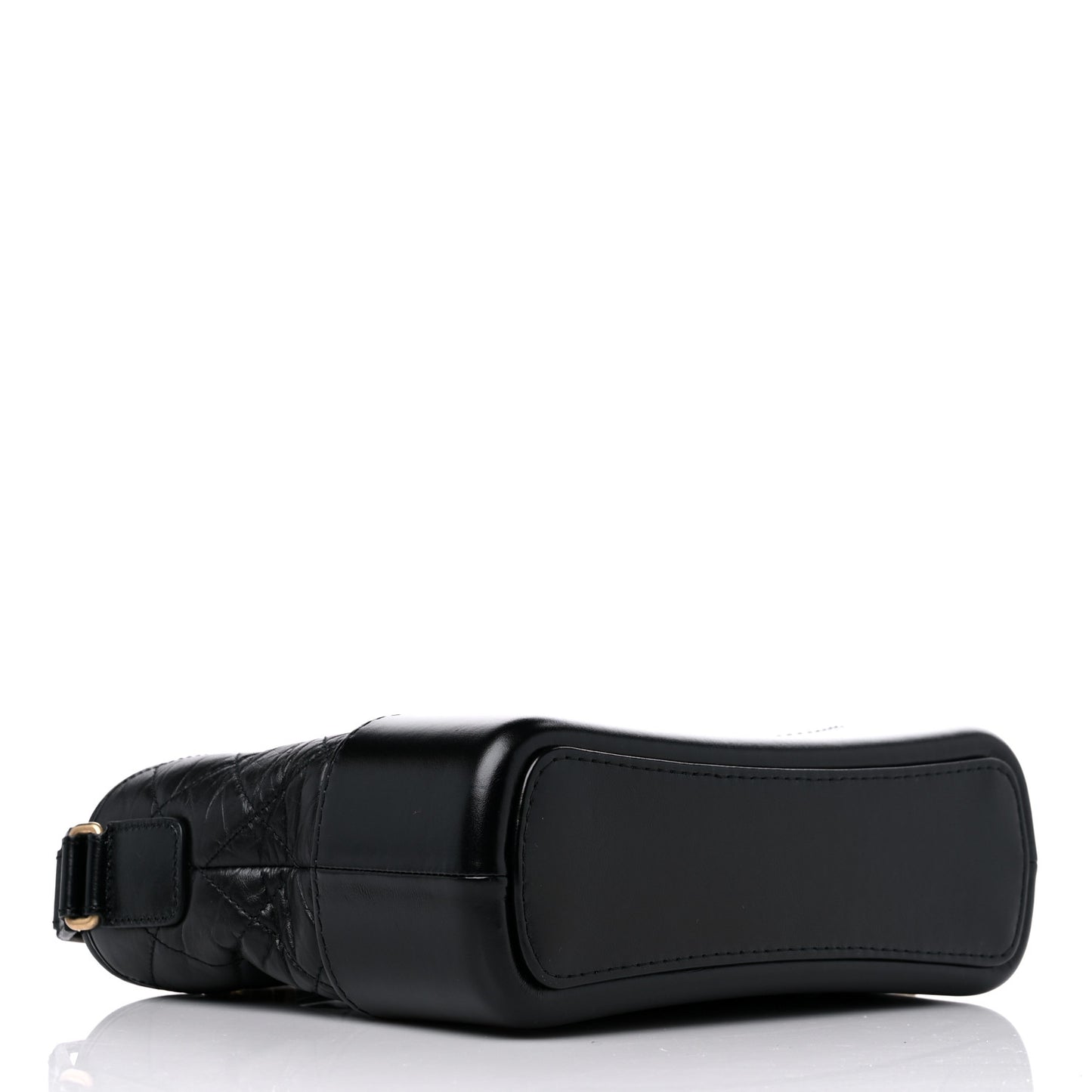 Aged Smooth Calfskin Quilted Medium Gabrielle Logo Hobo Black