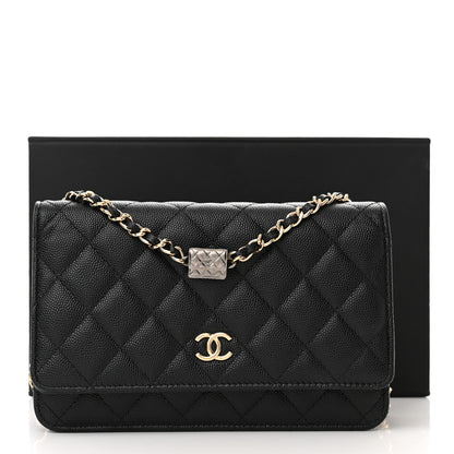 Chanel Caviar Quilted Wallet With Charms On Chain WOC Black 13 of 13