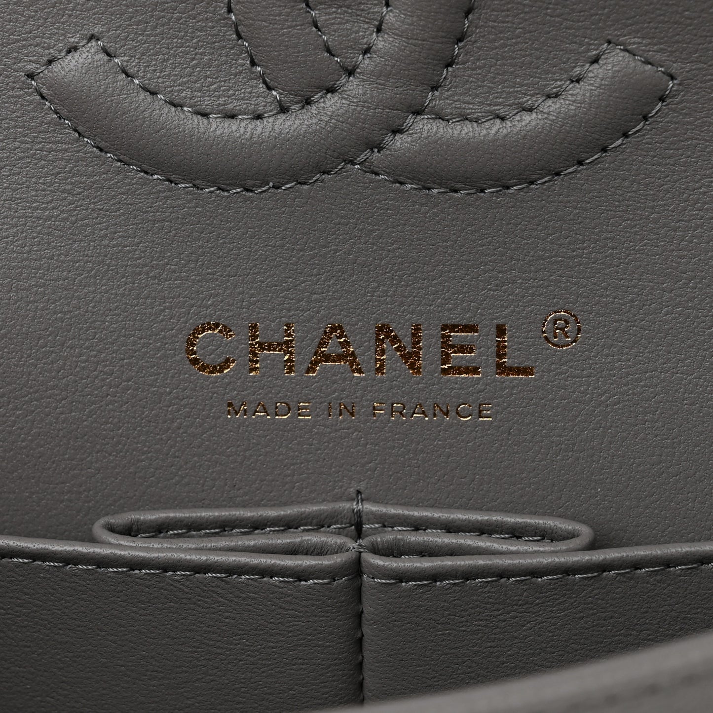 Caviar Quilted Small Double Flap Grey