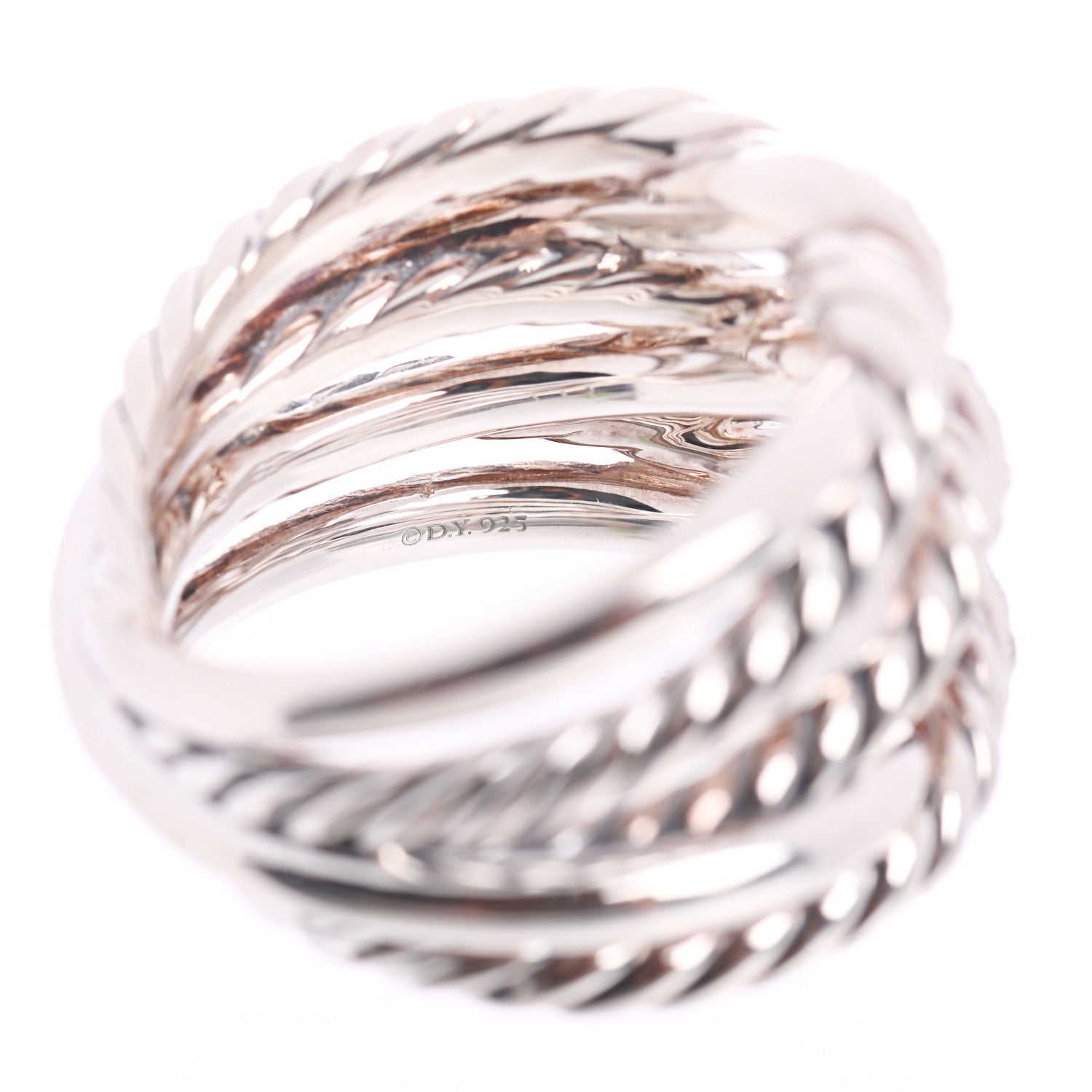 David Yurman Sterling Silver Diamond Continuance Three-Row Ring 54 7 4 of 5