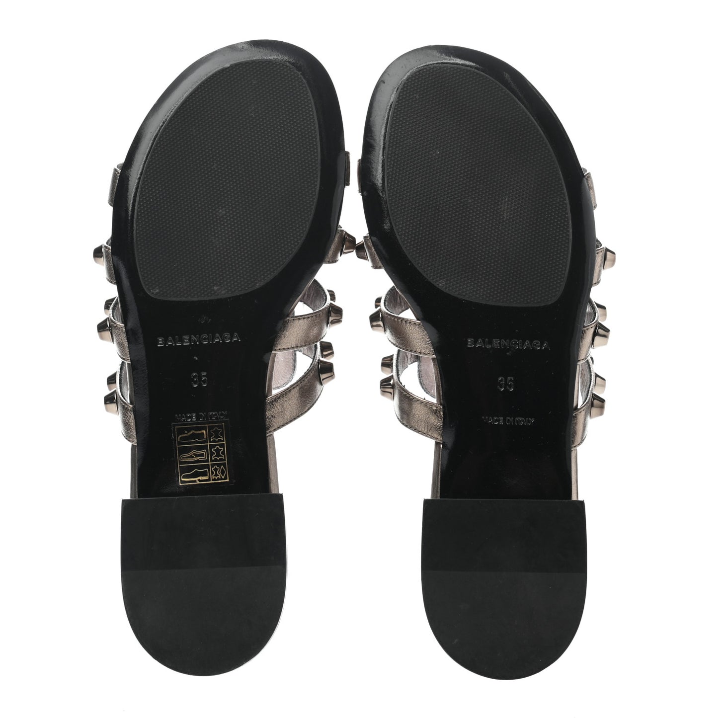 Metallic Lambskin Giant Silver Flat Sandals 35 Pewter