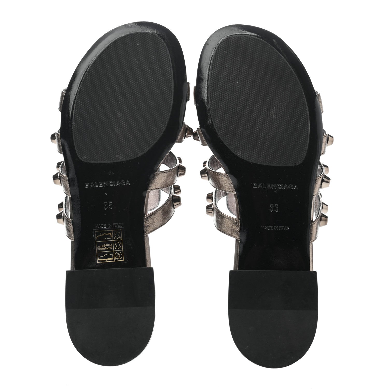 Balenciaga Metallic Lambskin Giant Silver Flat Sandals 35 Pewter 5 of 8