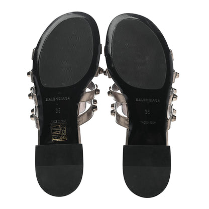 Balenciaga Metallic Lambskin Giant Silver Flat Sandals 35 Pewter 5 of 8
