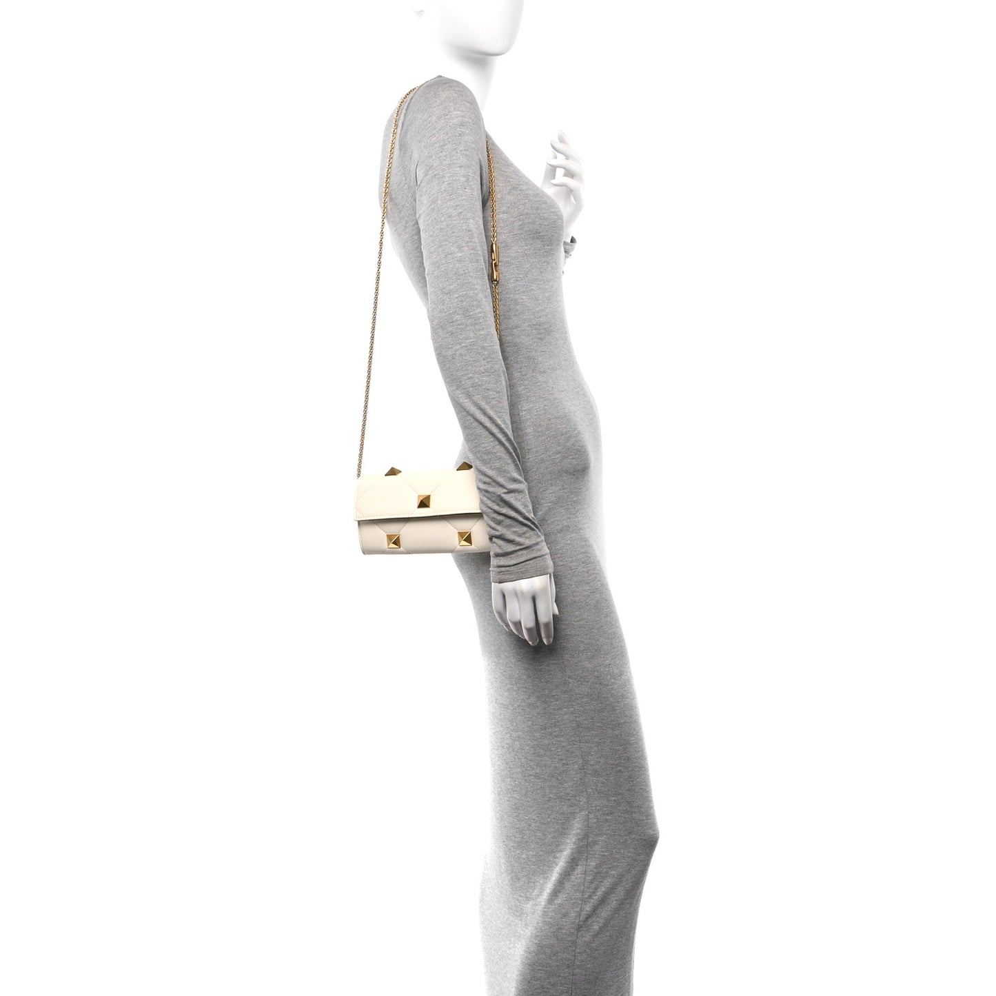 Nappa Roman Stud Wallet on Chain Ivory