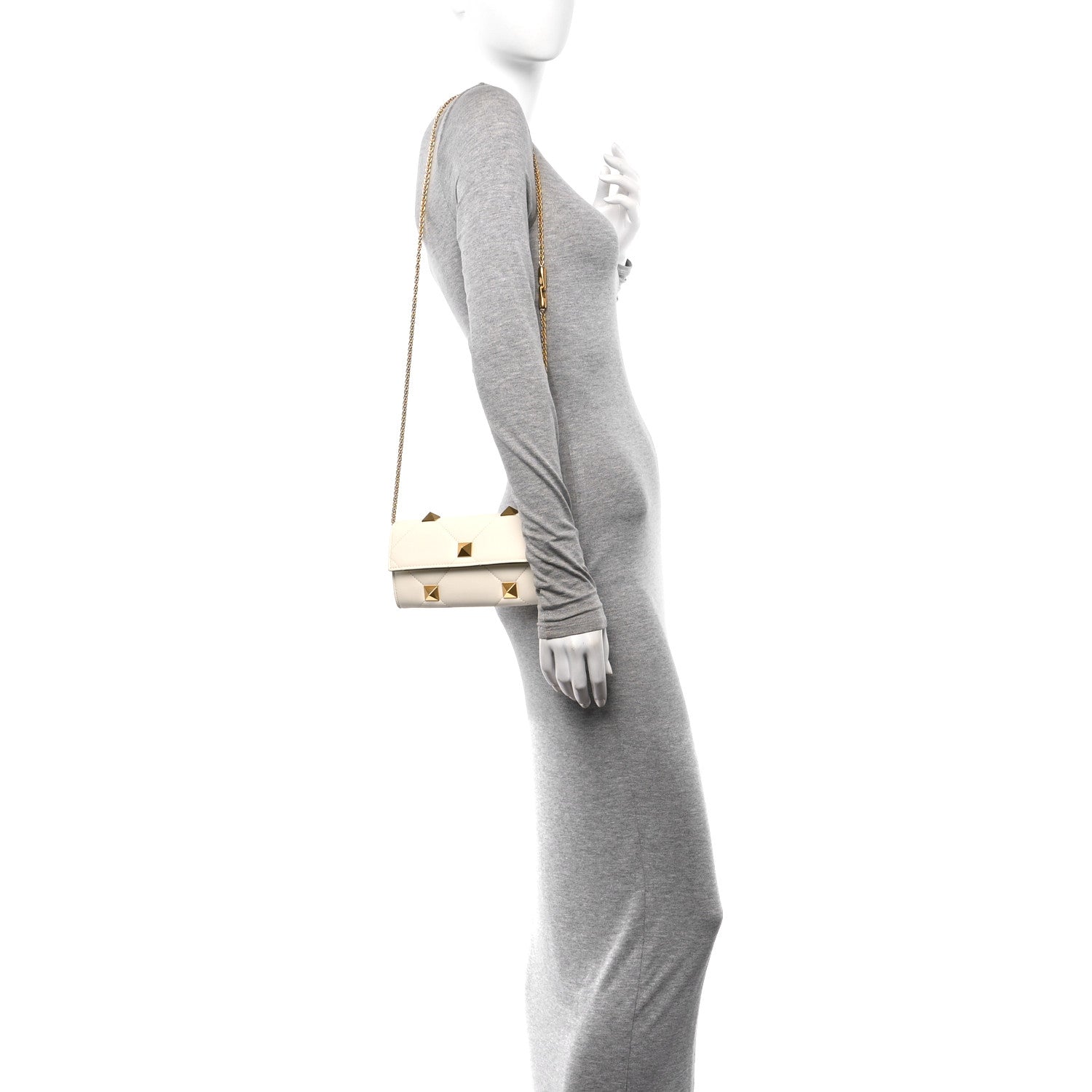 Valentino Garavani Nappa Roman Stud Wallet on Chain Ivory 2 of 10