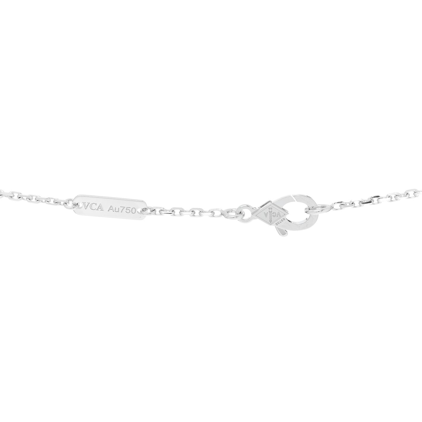18K White Gold Diamond Celadon Green Sevres Porcelain Vintage Alhambra Pendant Necklace