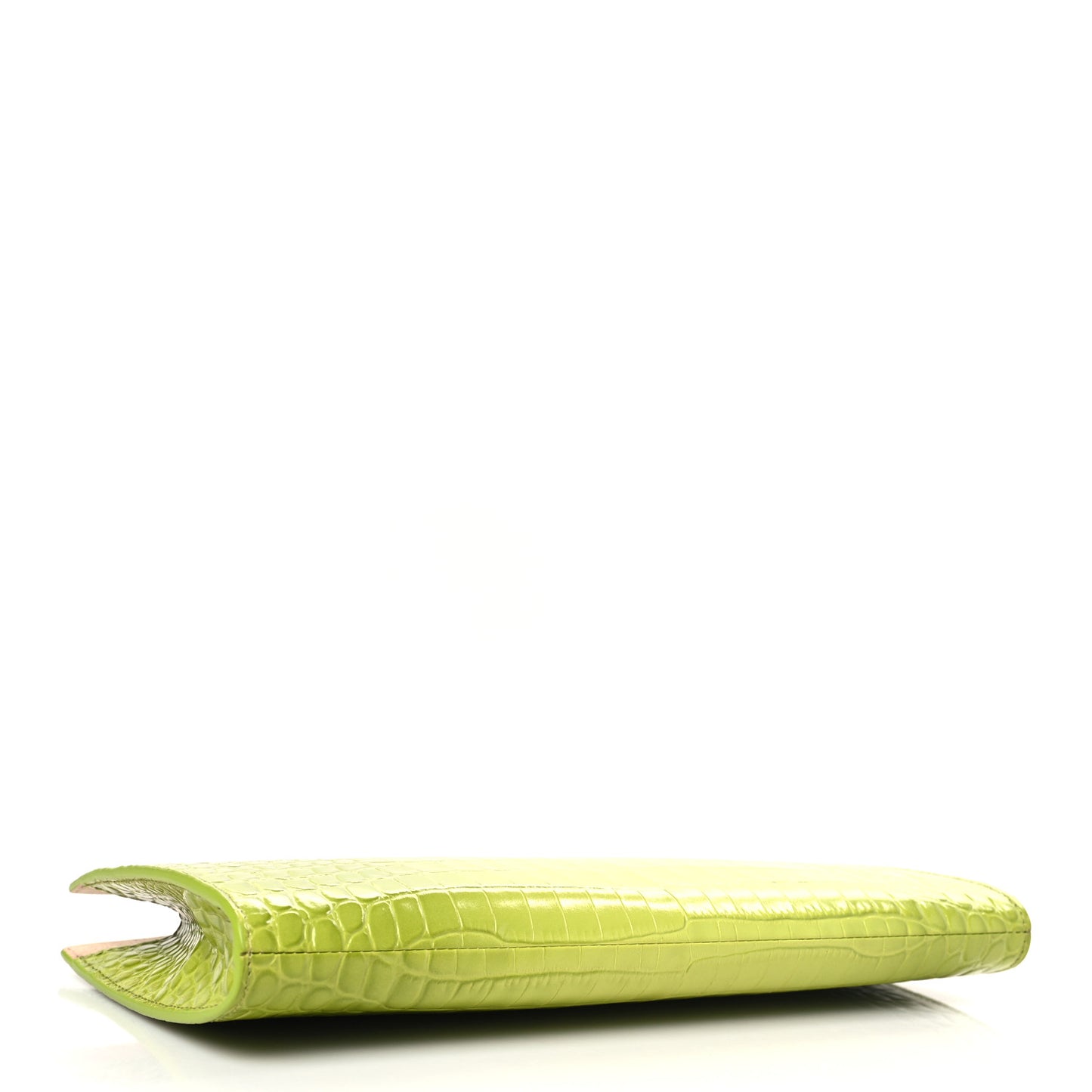 Calfskin Crocodile Embossed Knuckle Flat Clutch Lichen
