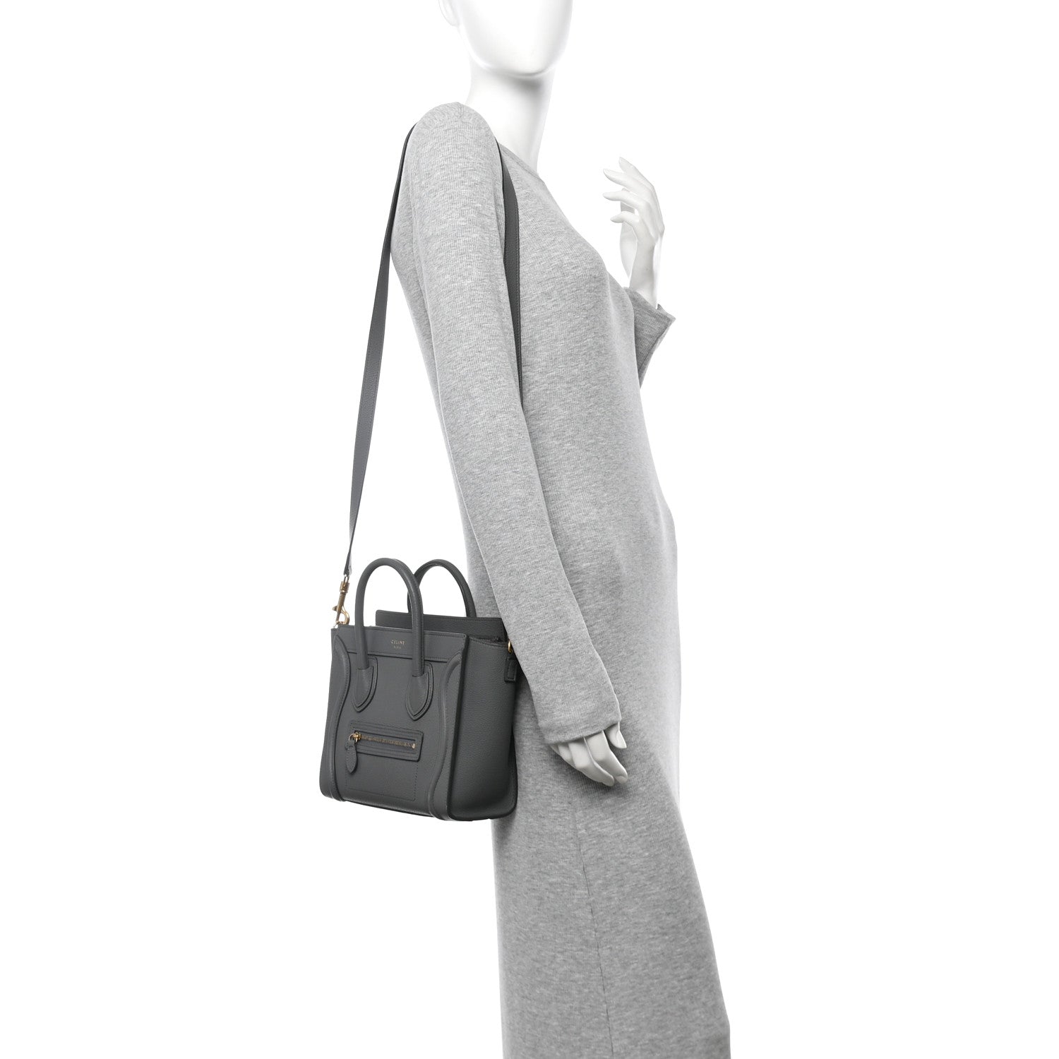 Celine Baby Drummed Calfskin Nano Luggage Kohl 2 of 10