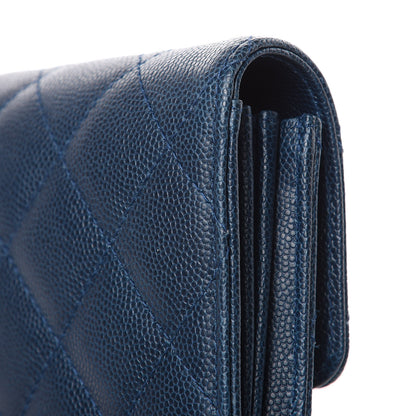 Chanel Caviar Quilted Large Gusset Flap Wallet Navy 13 of 14