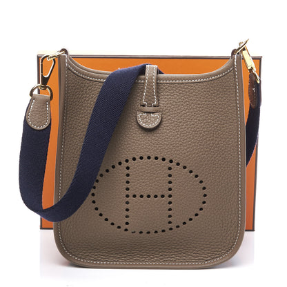 Hermes Taurillon Clemence Amazone Evelyne TPM Etoupe Bleu Indigo 10 of 10