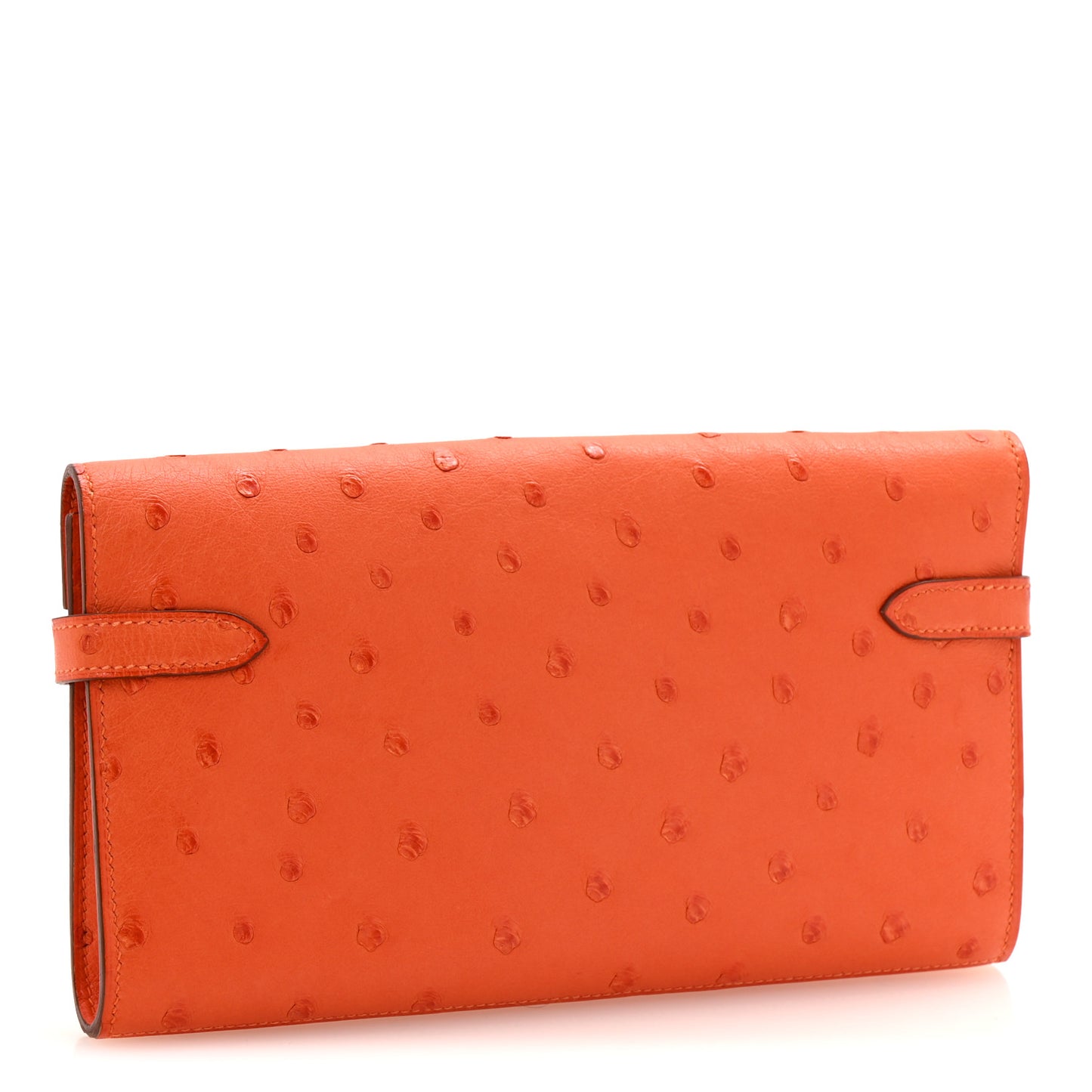 Ostrich Kelly Longue Wallet Orange