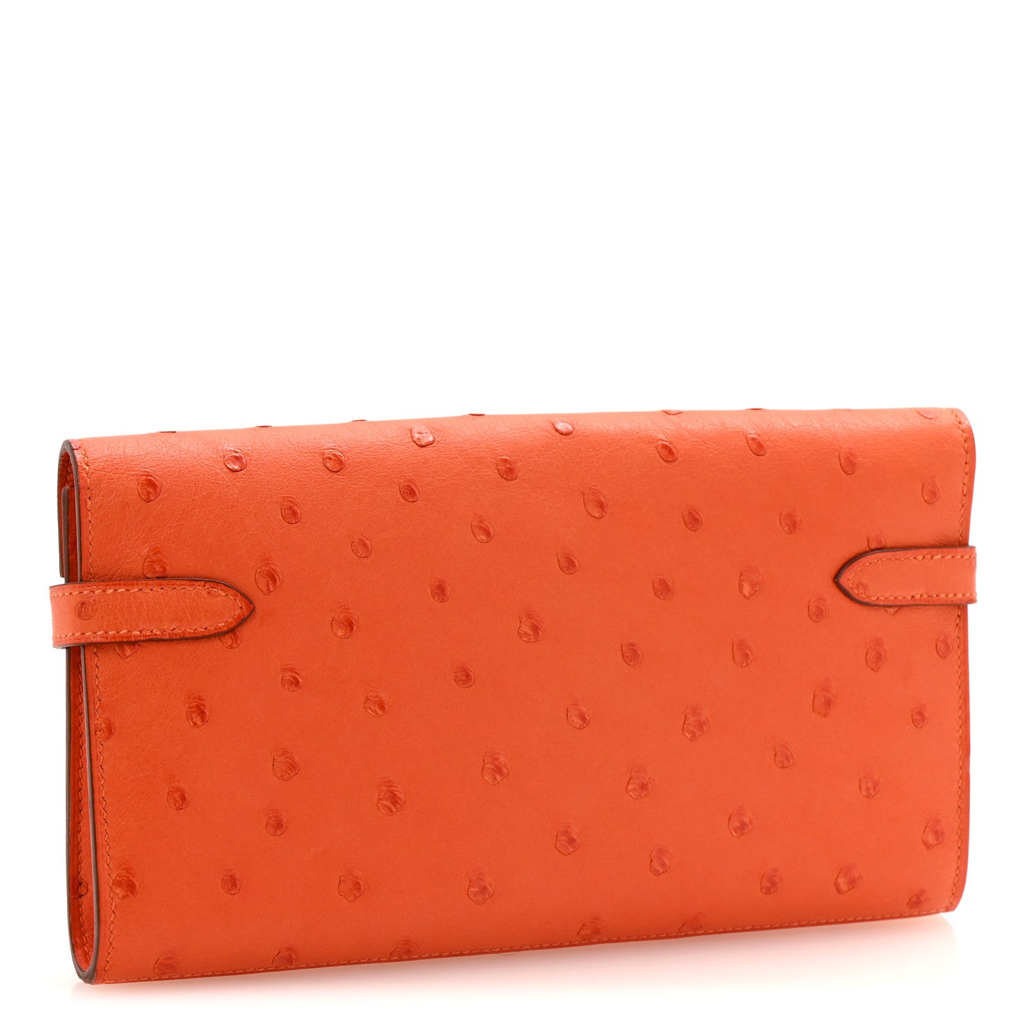 Hermes Ostrich Kelly Longue Wallet Orange 3 of 7