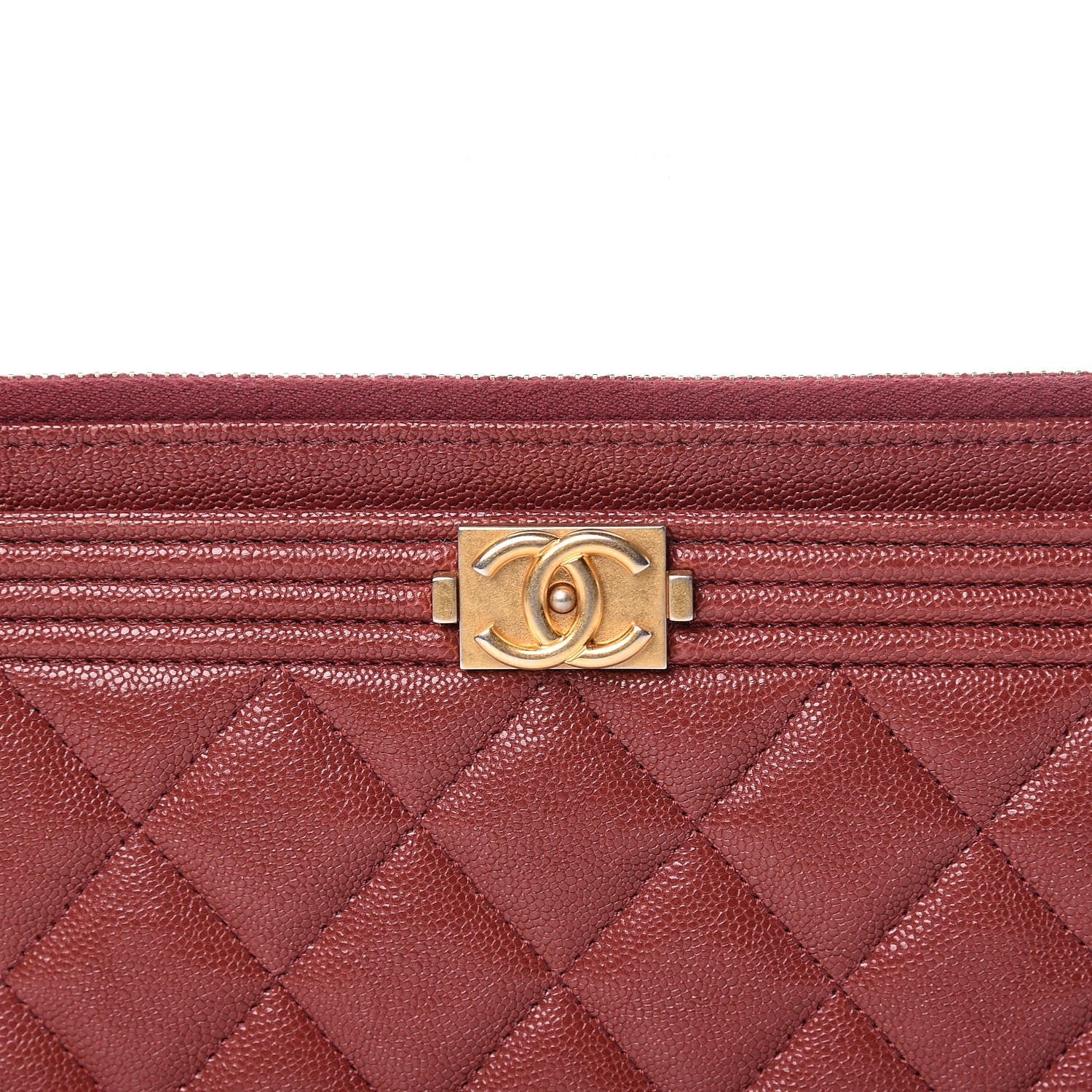 Chanel Caviar Quilted Classic Zip Boy Pouch Burgundy 8 of 12