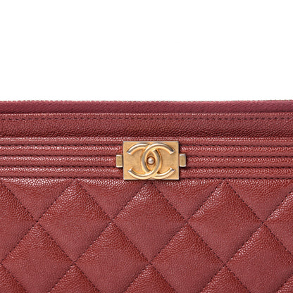 Chanel Caviar Quilted Classic Zip Boy Pouch Burgundy 8 of 12