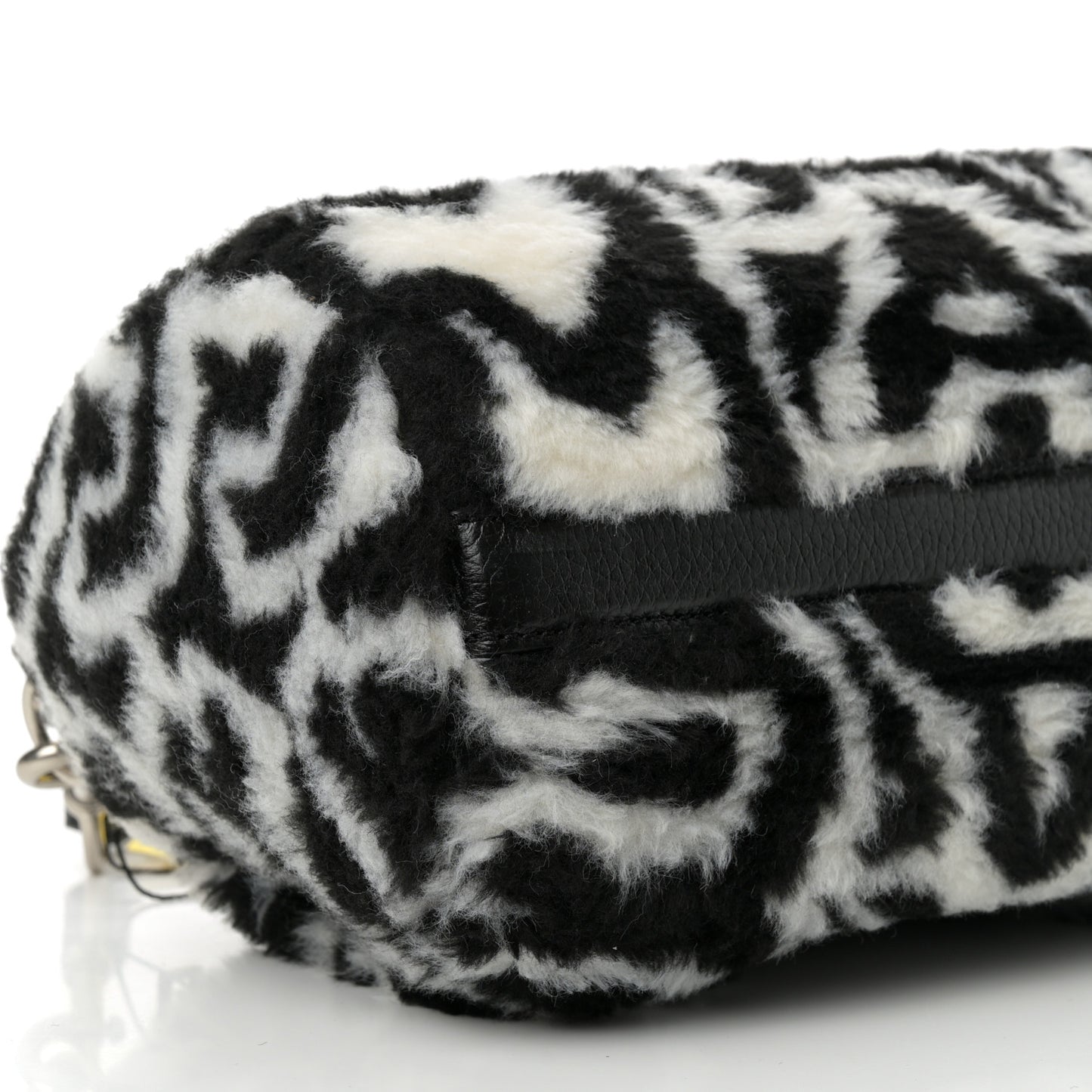 Faux Fur The Duffle Top Handle Bag Black White