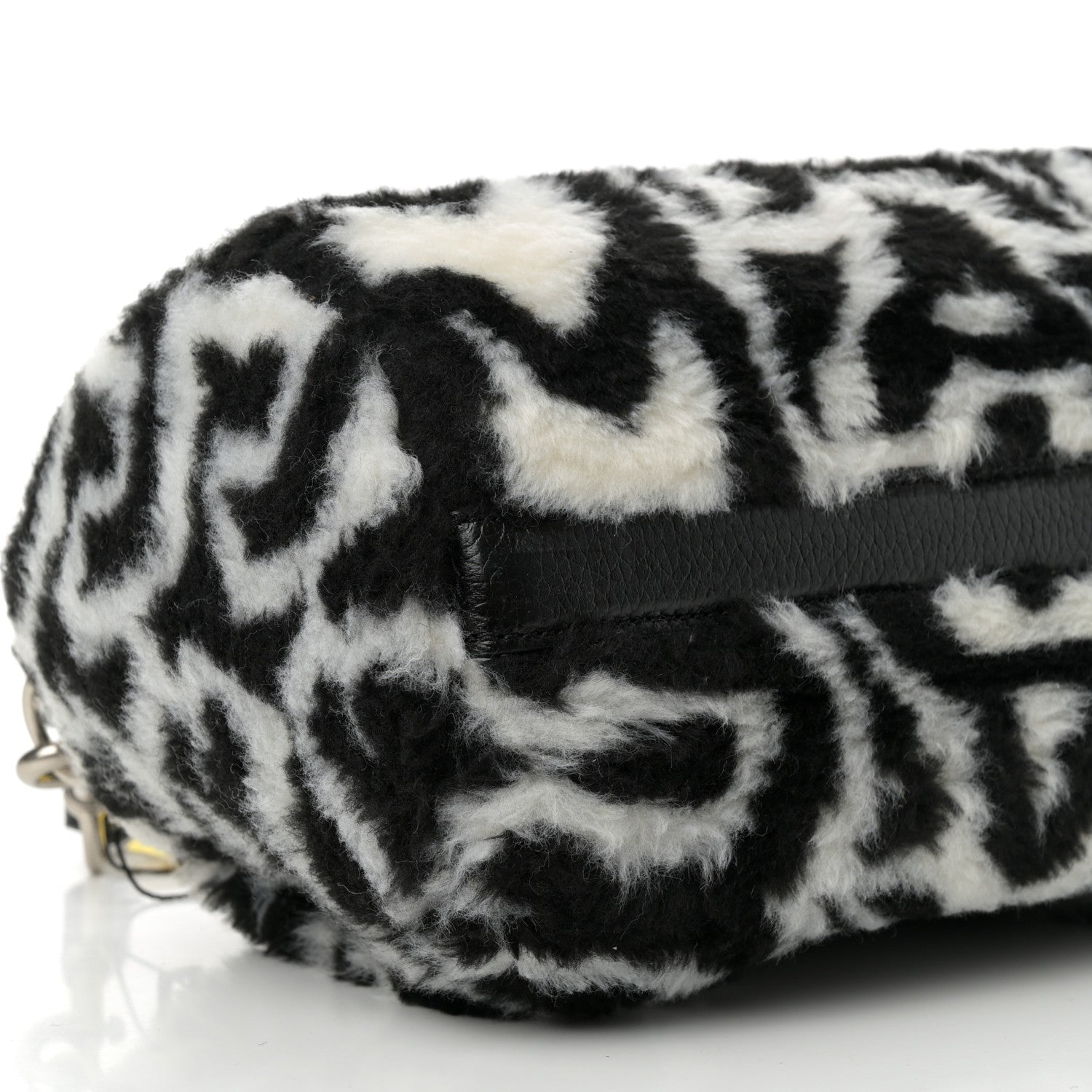 Marc Jacobs Faux Fur The Duffle Top Handle Bag Black White 9 of 10