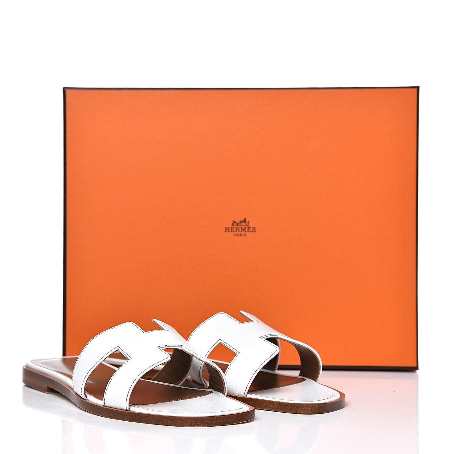 Box Calfskin Oran Sandals 36 White
