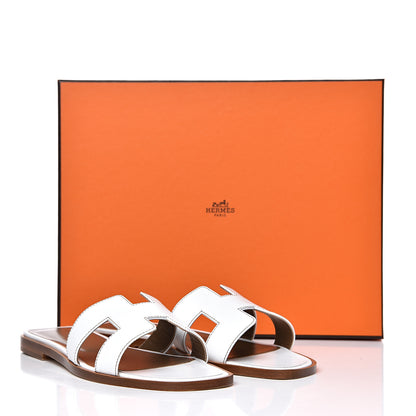 Hermes Box Calfskin Oran Sandals 36 White 9 of 9