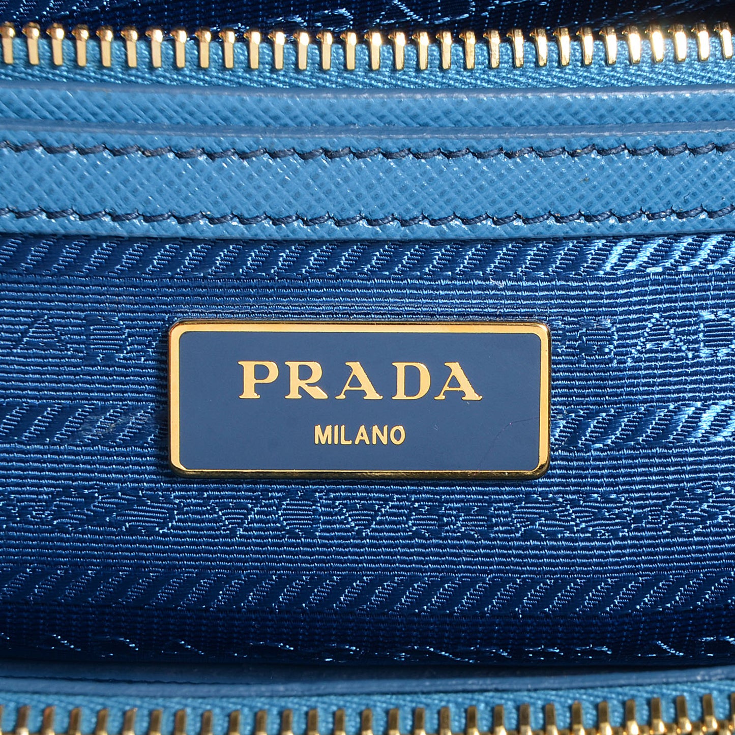 Saffiano Lux Small Double Zip Tote Cobalto