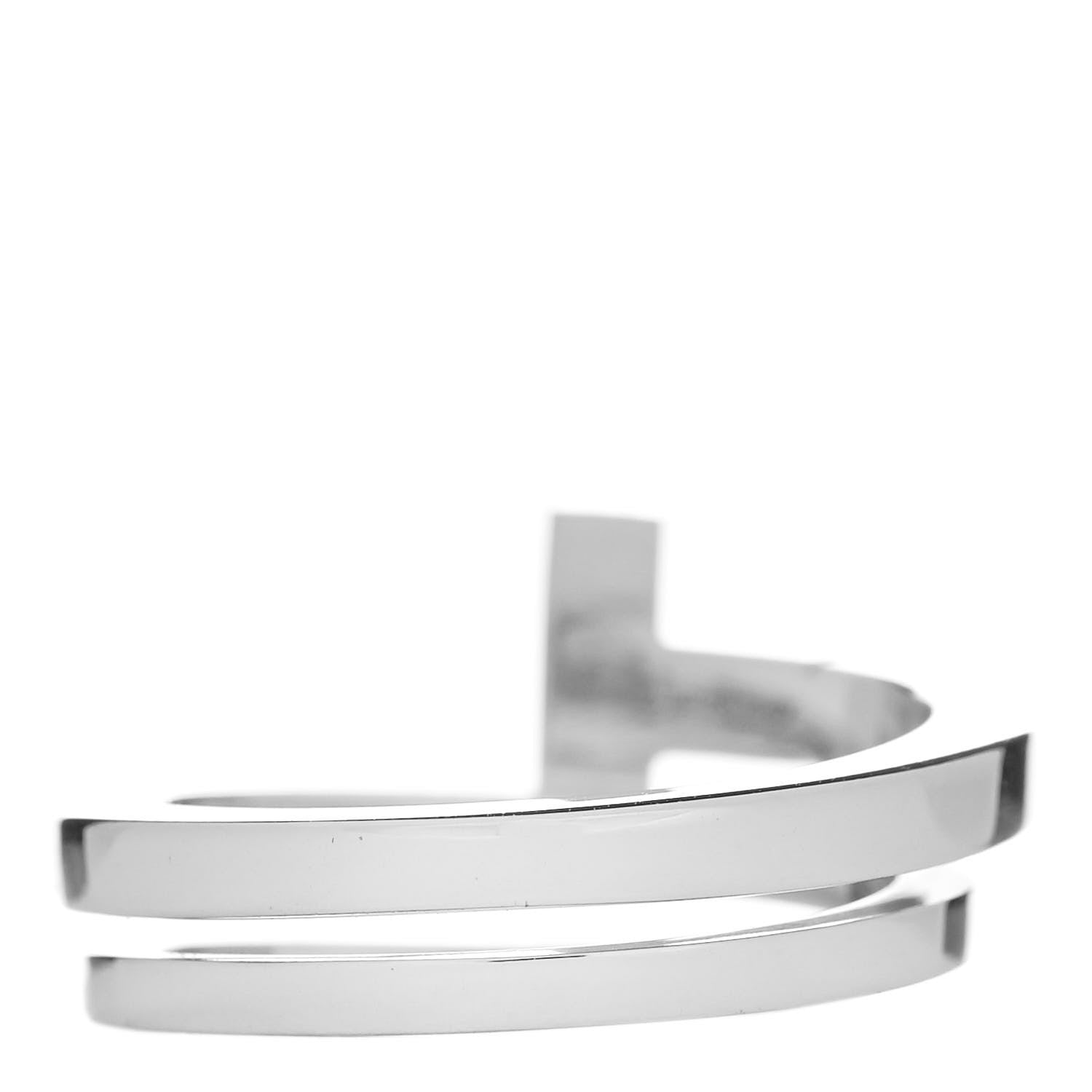 Tiffany 18K White Gold Diamond T Square Wrap Ring 49 4.75 3 of 5