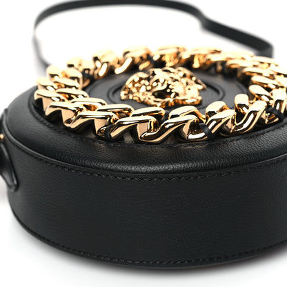 Versace Calfskin Mini La Medusa Chain Round Crossbody Bag Black 7 of 8